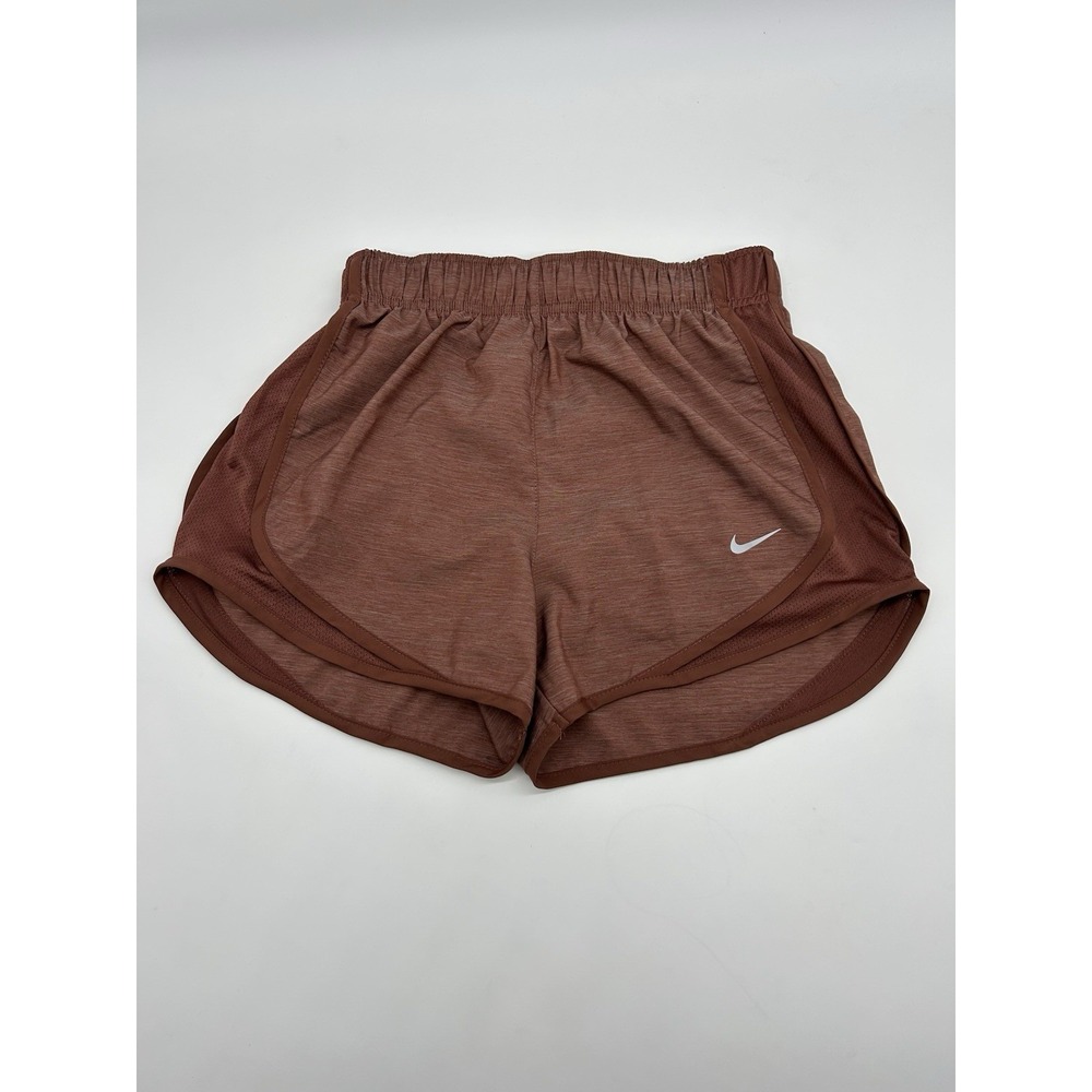 Nike Tempo Shorts Womens XS Brown Lined Dri-Fit Mid Rise Elastic Waist Swoosh - Picture 1 of 5